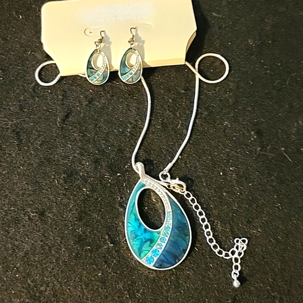 Silvertone, Acrylic & CZ Set